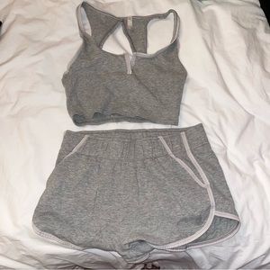 FP Movement by Free People Gray Crop Top and Shorts Set